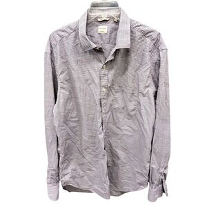 Culturata Italy Tailored Fit Button Down Shirt Lightweight Check Cotton- XL